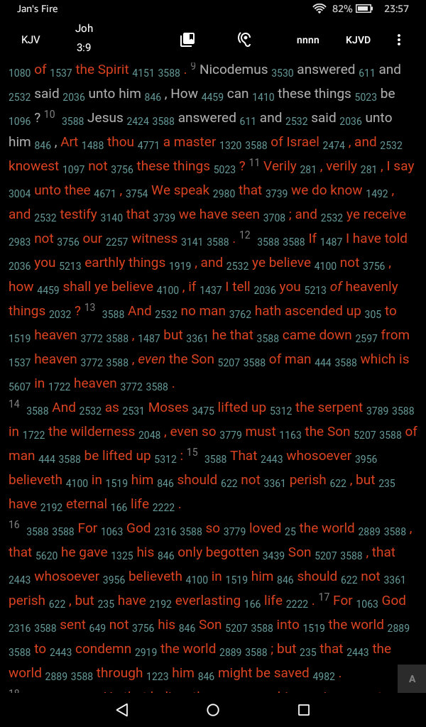 And Bible Reading View with Strong Numbers