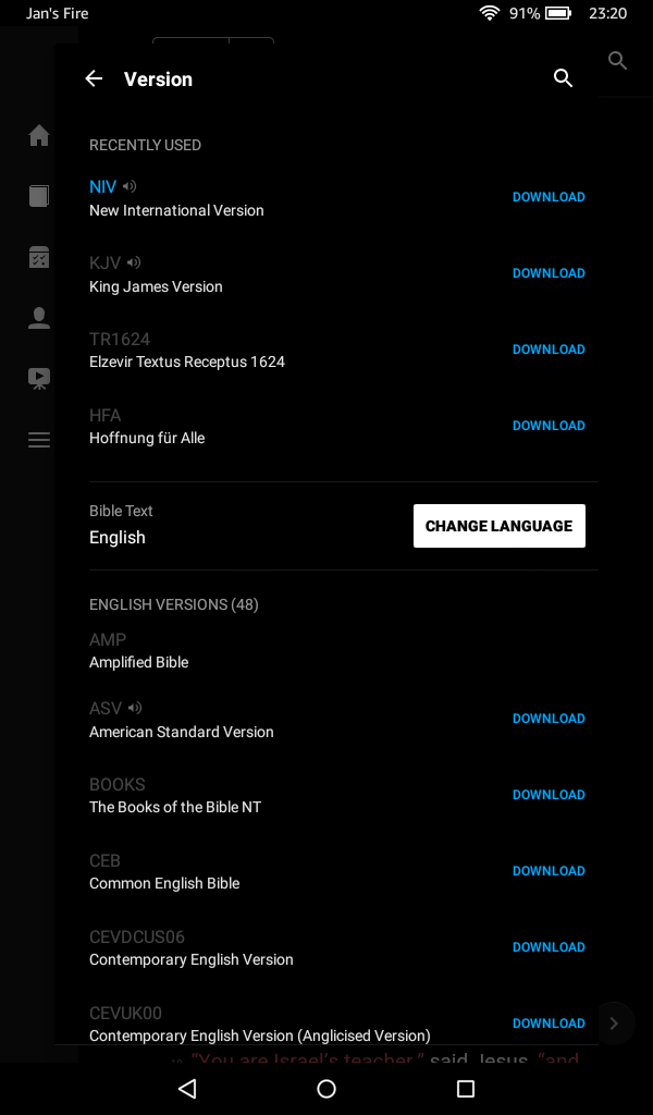 YouVersion Bible Selection