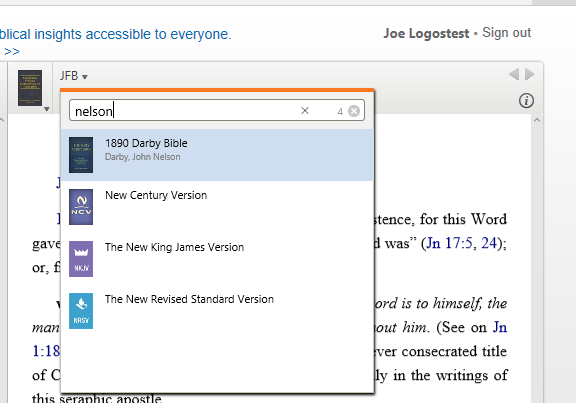 Empty Logos account in Biblia
