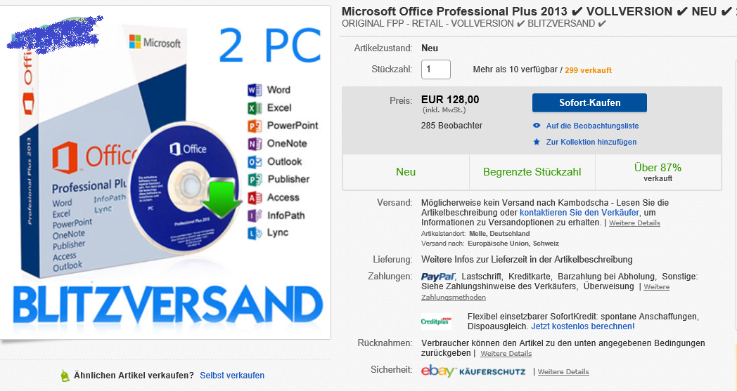 Office 2013 ESD von eBay