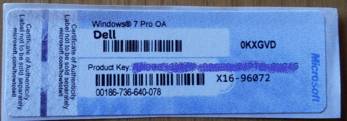 Windows 7 Pro CoA