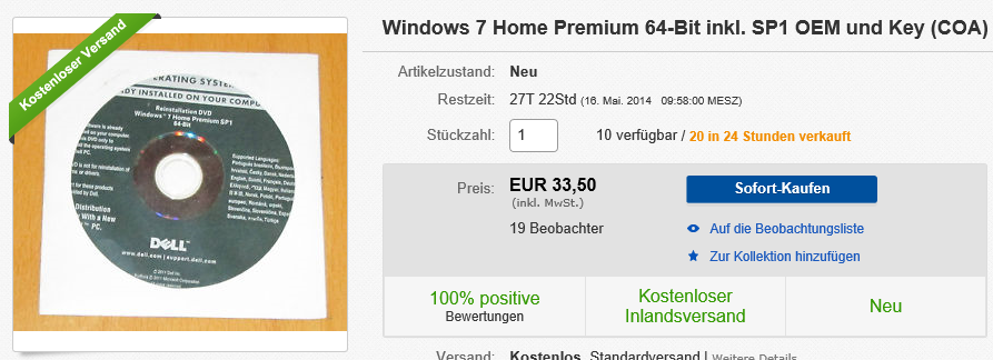 Windows 7 von Dell