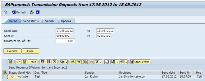 SAPconnect Transmission Requests